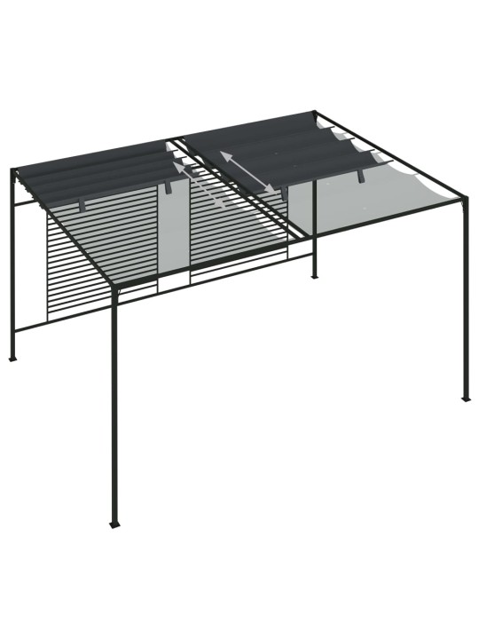 Huvimaja sisäänvedettävä katto 4x3x2,3 m antrasiitti 180 g/m²