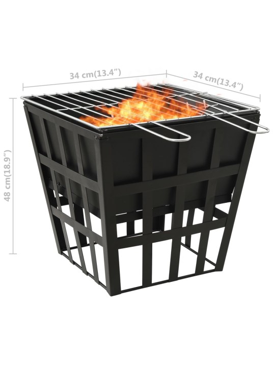 2-in-1 tulimalja/grilli 34x34x48 cm teräs