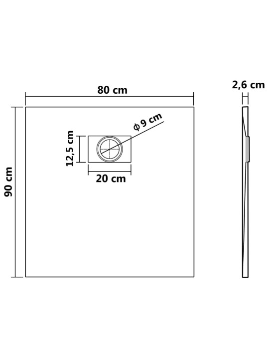 Suihkualusta SMC ruskea 90x80 cm