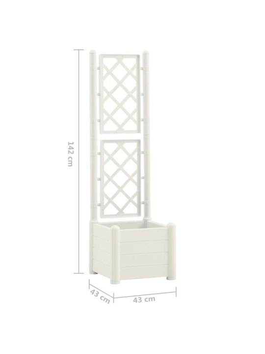 Kukkalaatikko säleiköllä 43x43x142 cm PP valkoinen