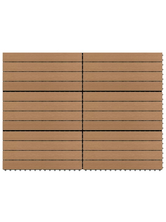 Terassilaatat 6 kpl WPC 60x30 cm 1,08 m² ruskea