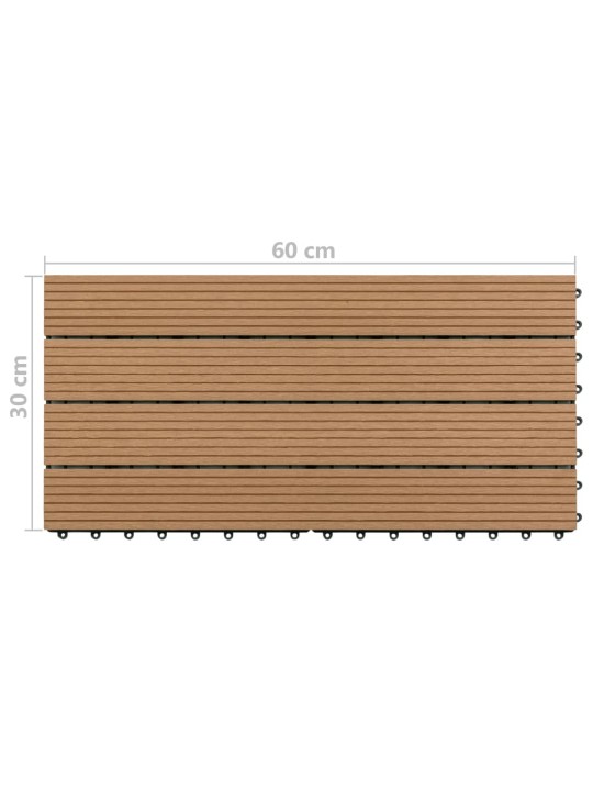 Terassilaatat 6 kpl WPC 60x30 cm 1,08 m² ruskea