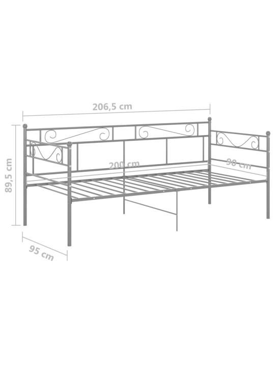 Sohvasängyn runko harmaa metalli 90x200 cm