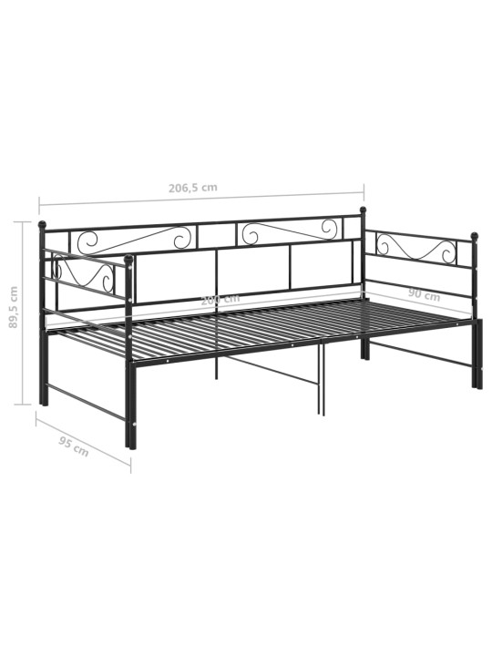 Vuodesohvan runko musta metalli 90x200 cm