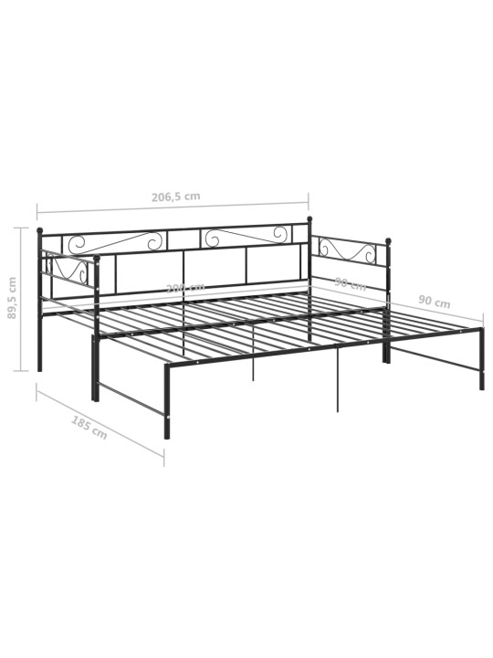 Vuodesohvan runko musta metalli 90x200 cm