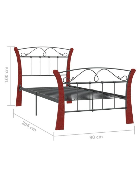 Sängynrunko musta metalli 90x200 cm