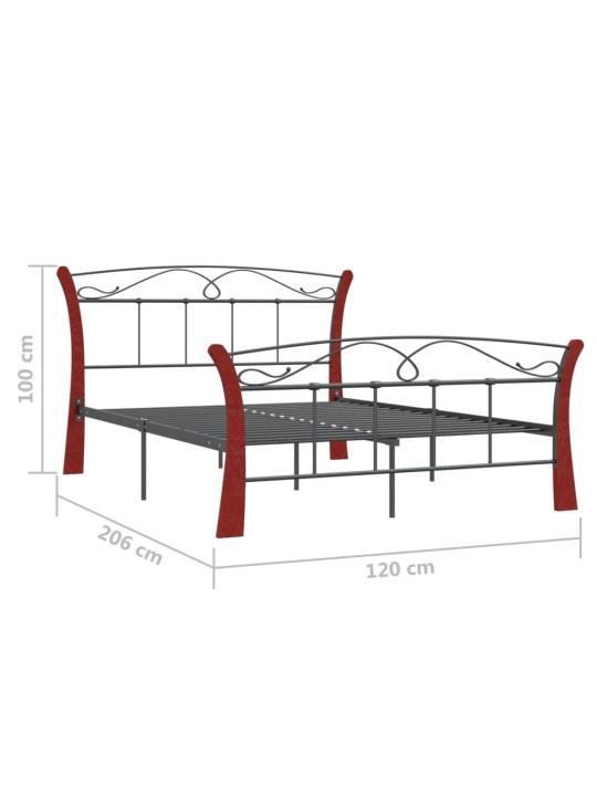 Sängynrunko musta metalli 120x200 cm