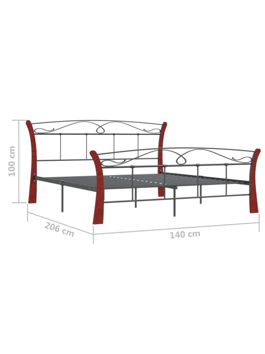 Sängynrunko musta metalli 140x200 cm