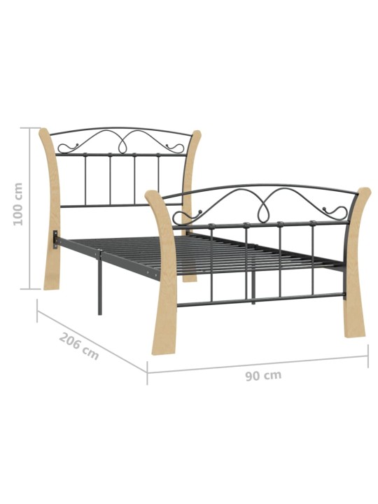 Sängynrunko musta metalli 90x200 cm