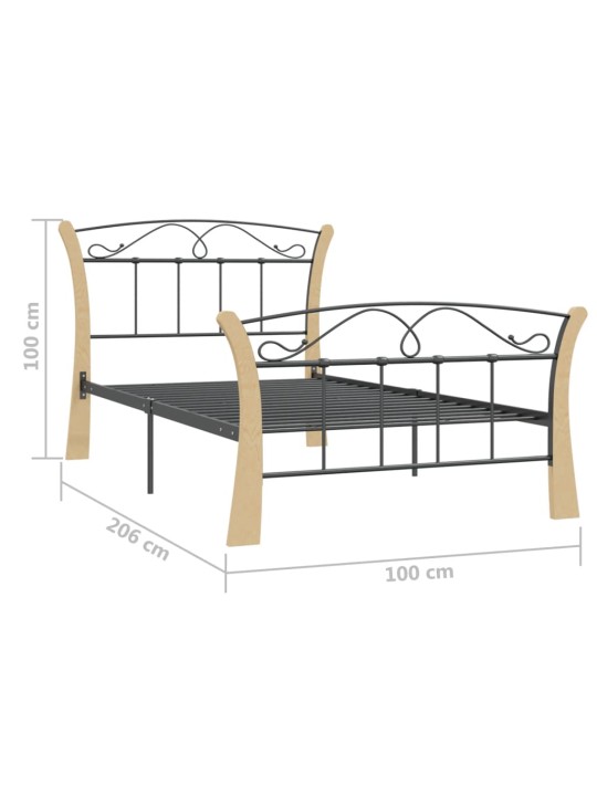 Sängynrunko musta metalli 100x200 cm