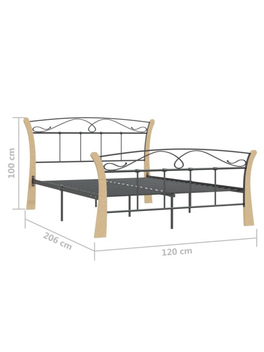 Sängynrunko musta metalli 120x200 cm