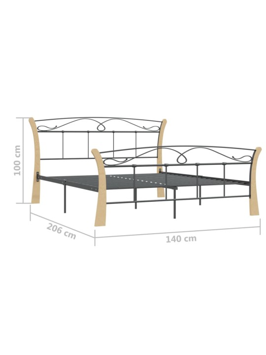 Sängynrunko musta metalli 140x200 cm