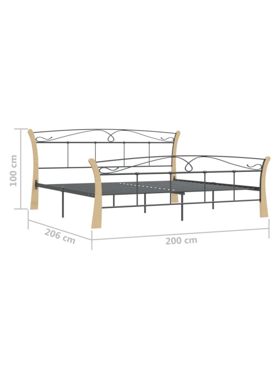 Sängynrunko musta metalli 200x200 cm