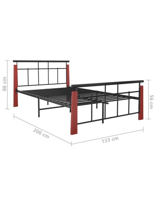 Sängynrunko metalli ja täysi tammi 120x200 cm