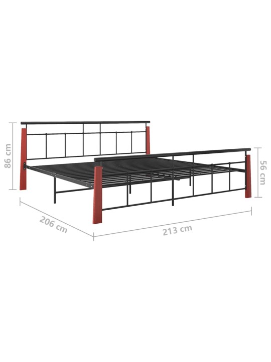 Sängynrunko metalli ja täysi tammi 200x200 cm