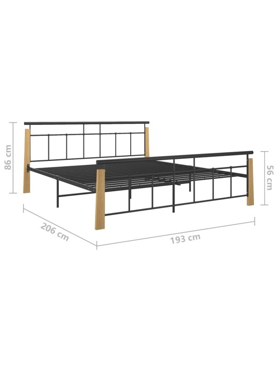 Sängynrunko metalli ja täysi tammi 180x200 cm