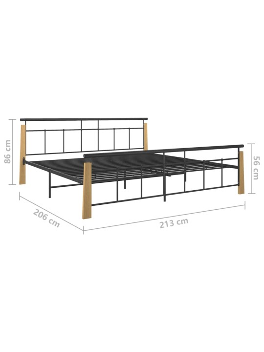 Sängynrunko metalli ja täysi tammi 200x200 cm