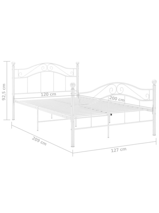 Sängynrunko valkoinen metalli 120x200 cm