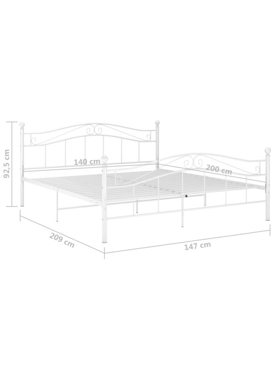 Sängynrunko valkoinen metalli 140x200 cm