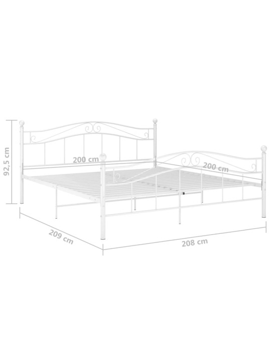 Sängynrunko valkoinen metalli 200x200 cm