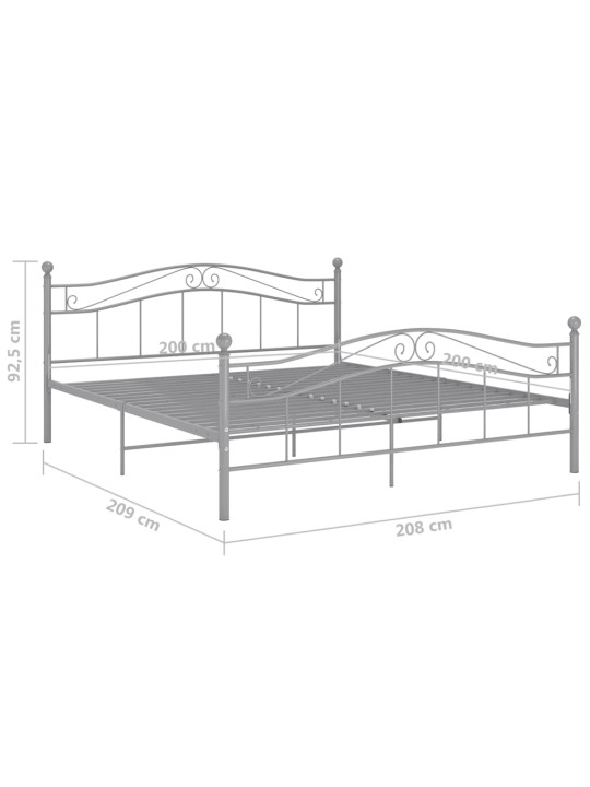 Sängynrunko harmaa metalli 200x200 cm