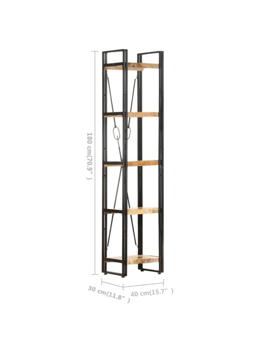 5-tasoinen kirjahylly 40x30x180 cm täysi mangopuu