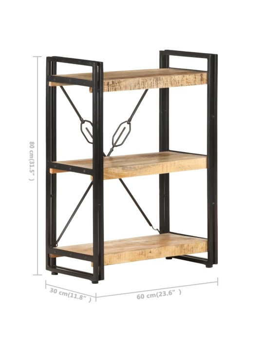 3-tasoinen kirjahylly 60x30x80 cm täysi mangopuu