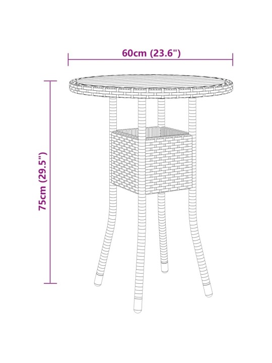 3-osainen Bistrosarja polyrottinki musta