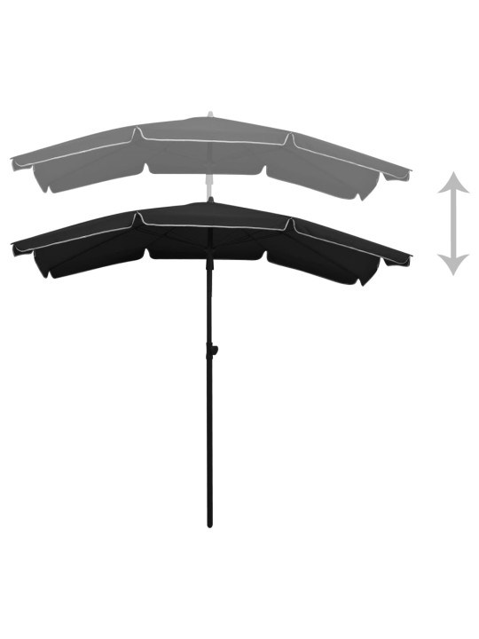 Puutarhan Aurinkovarjo tangolla 200x130 cm musta