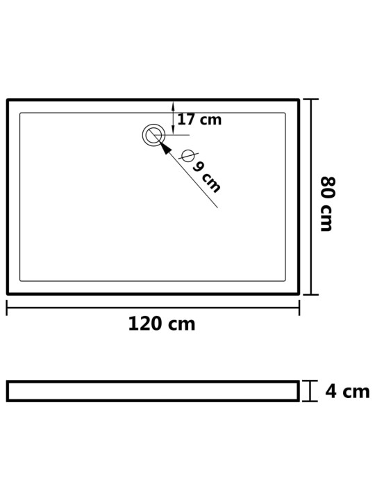 Suihkualusta valkoinen 80x120x4 cm ABS