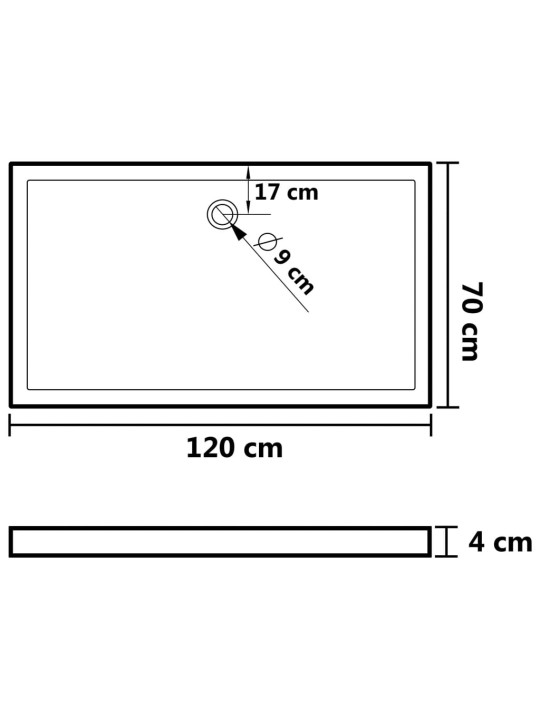 Suihkualusta suorakaide ABS valkoinen 70x120 cm