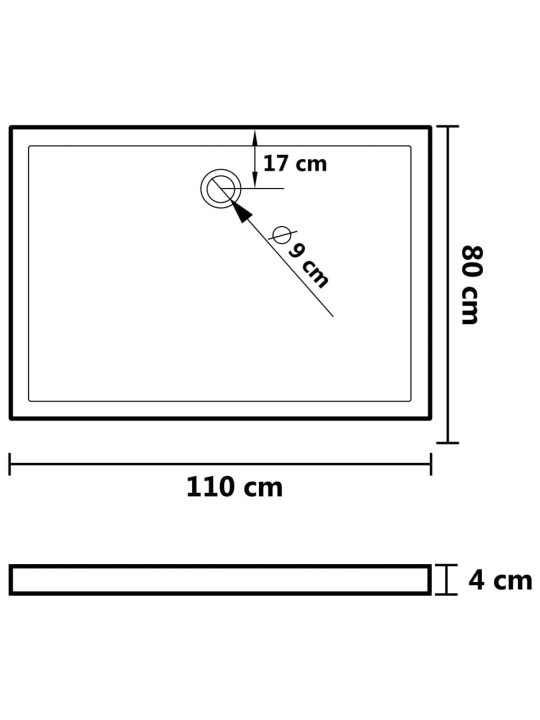 Suihkualusta suorakaide ABS valkoinen 80x110 cm