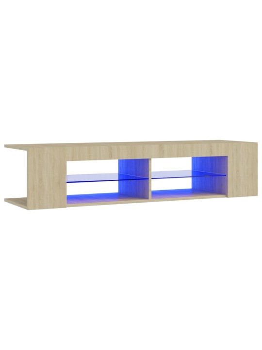 TV-taso LED-valoilla Sonoma-tammi 135x39x30 cm