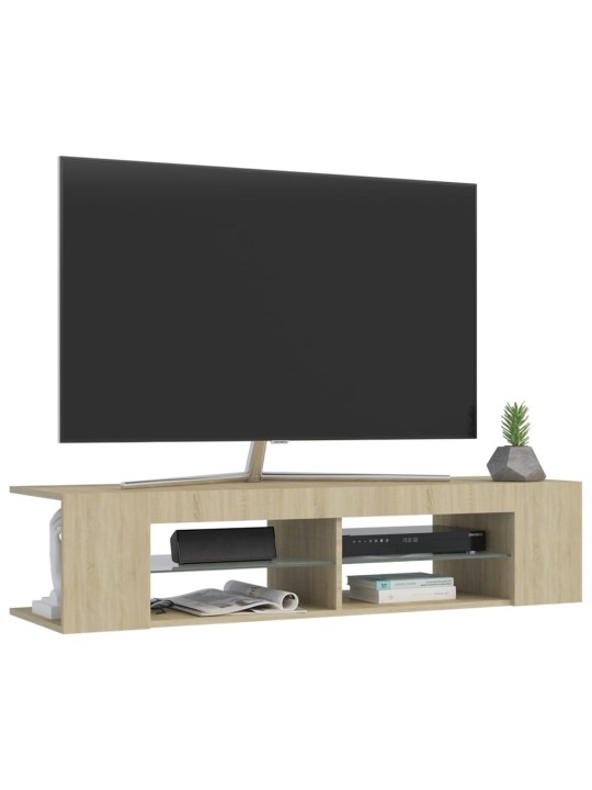 TV-taso LED-valoilla Sonoma-tammi 135x39x30 cm