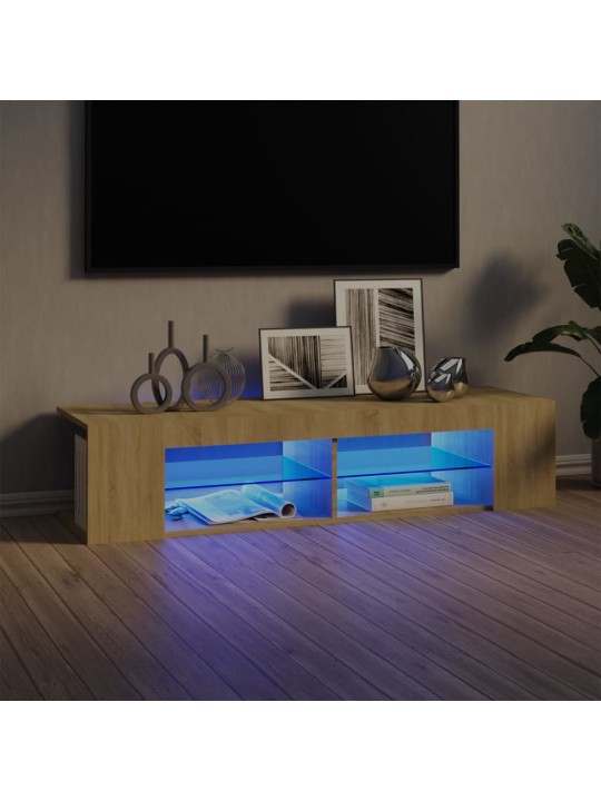 TV-taso LED-valoilla Sonoma-tammi 135x39x30 cm