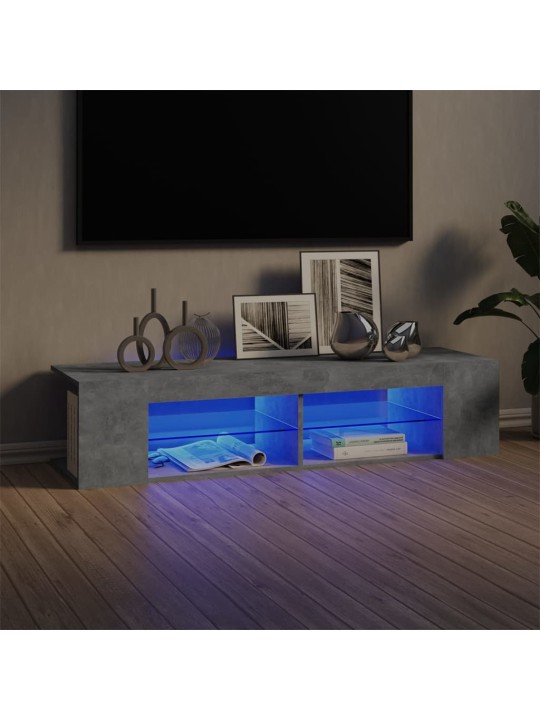 TV-taso LED-valoilla betoninharmaa 135x39x30 cm