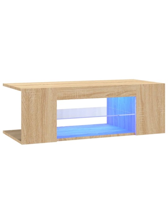 TV-taso LED-valoilla Sonoma-tammi 90x39x30 cm