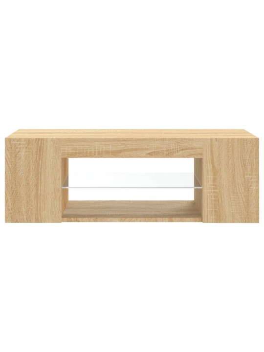 TV-taso LED-valoilla Sonoma-tammi 90x39x30 cm