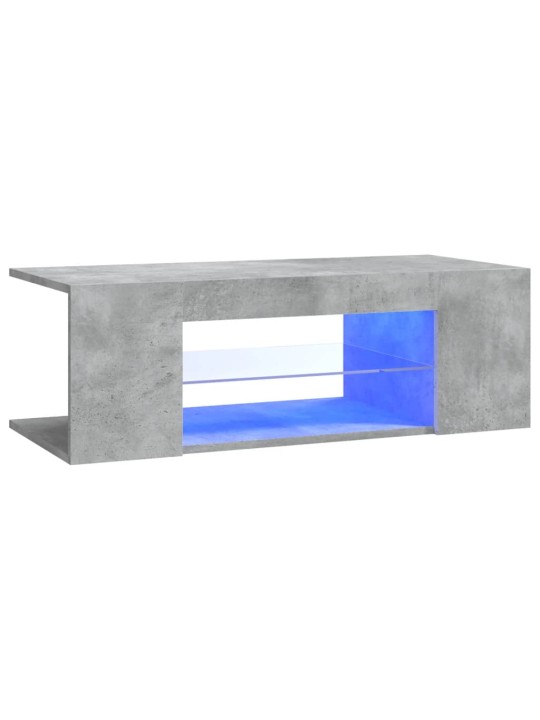 TV-taso LED-valoilla betoninharmaa 90x39x30 cm