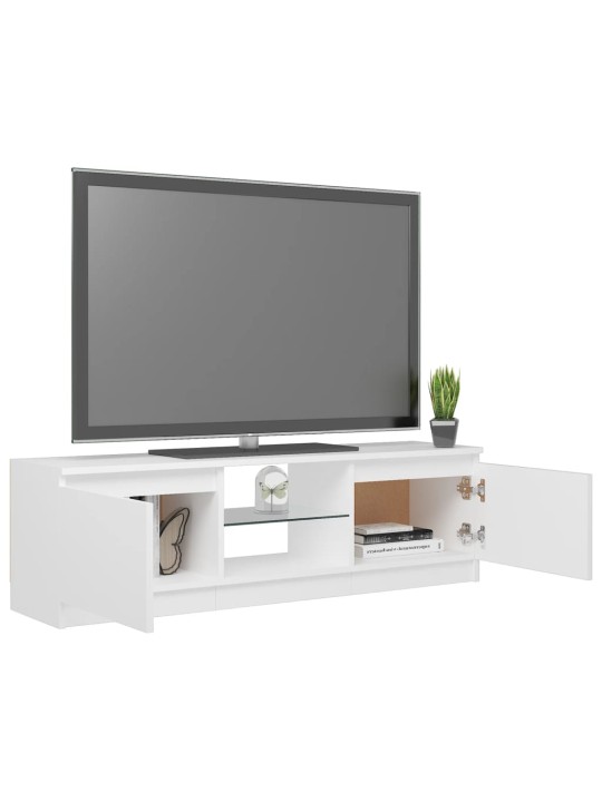 TV-taso LED-valoilla valkoinen 120x30x35,5 cm