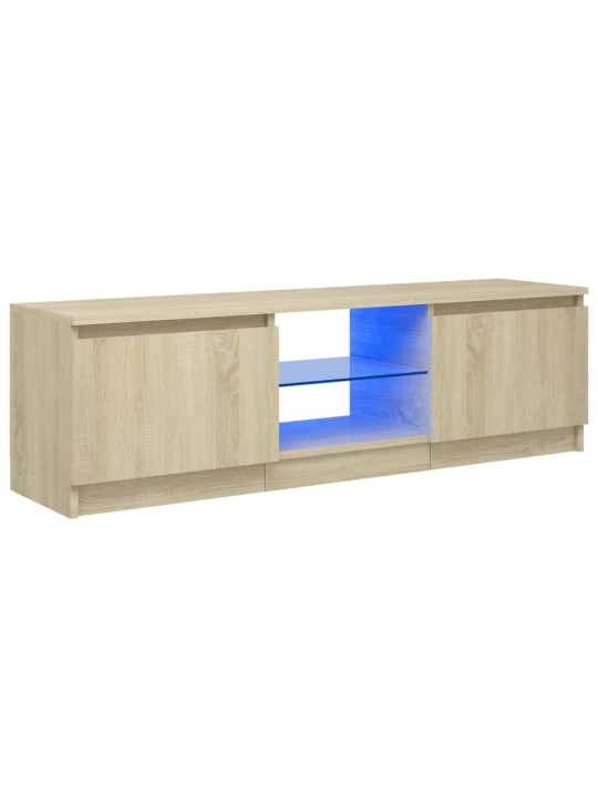 TV-taso LED-valoilla Sonoma-tammi 120x30x35,5 cm