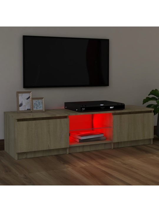 TV-taso LED-valoilla Sonoma-tammi 120x30x35,5 cm