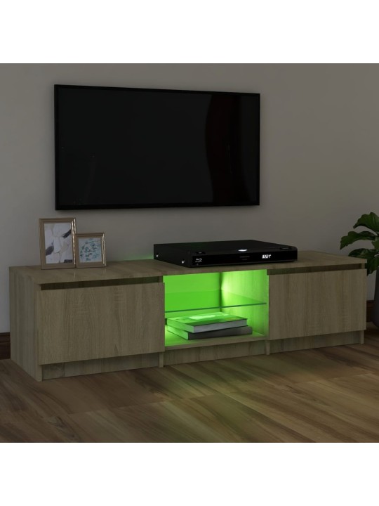 TV-taso LED-valoilla Sonoma-tammi 120x30x35,5 cm