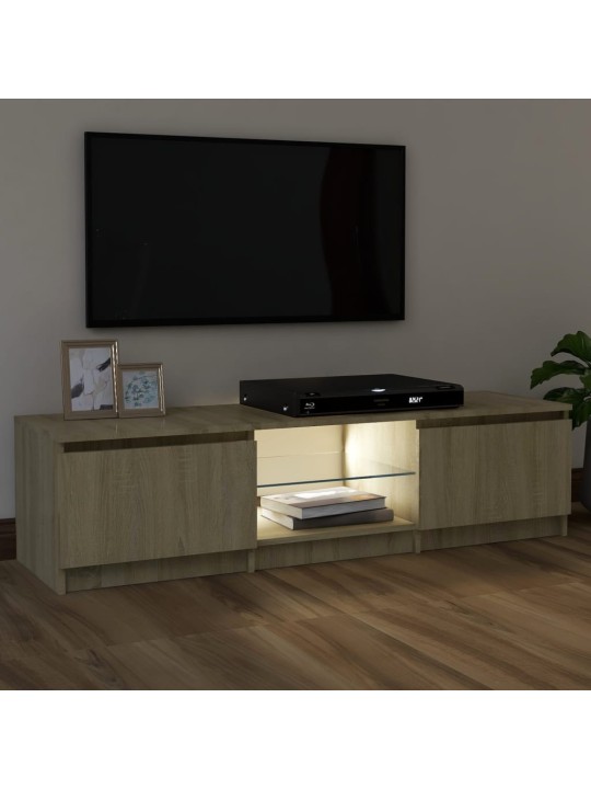 TV-taso LED-valoilla Sonoma-tammi 120x30x35,5 cm