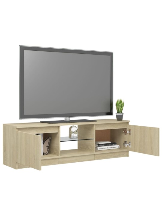 TV-taso LED-valoilla Sonoma-tammi 120x30x35,5 cm