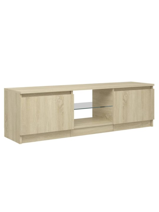 TV-taso LED-valoilla Sonoma-tammi 120x30x35,5 cm