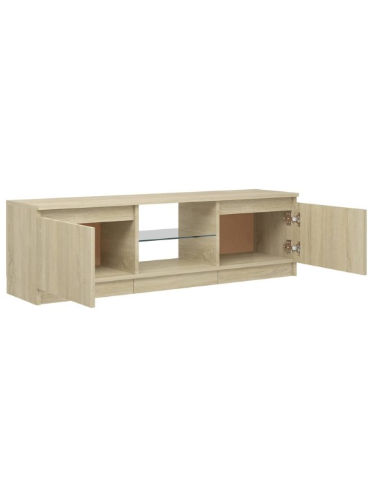 TV-taso LED-valoilla Sonoma-tammi 120x30x35,5 cm