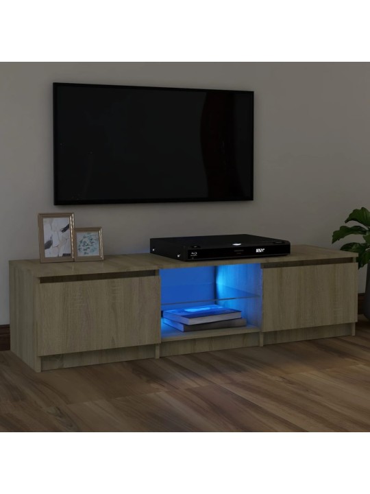 TV-taso LED-valoilla Sonoma-tammi 120x30x35,5 cm