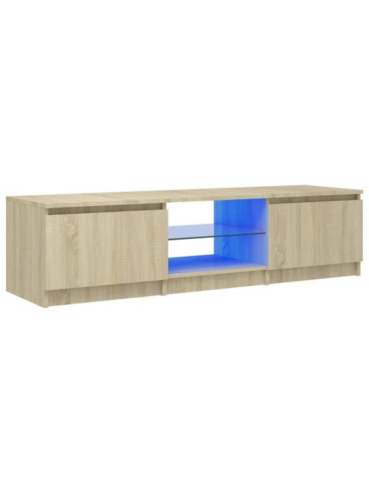 TV-taso LED-valoilla Sonoma-tammi 140x40x35,5 cm