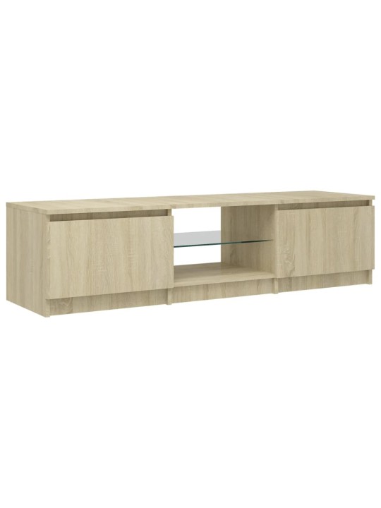 TV-taso LED-valoilla Sonoma-tammi 140x40x35,5 cm